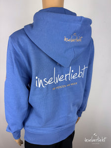 Leichte inselverliebt Sweatjacke "Im Herzen am Meer" - blau