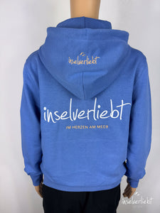 Leichte inselverliebt Sweatjacke "Im Herzen am Meer" - blau