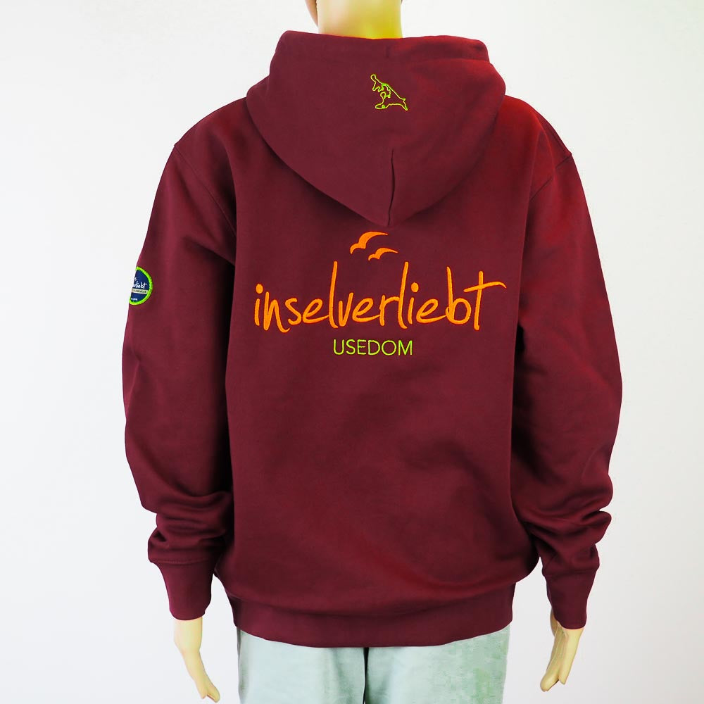 inselverliebt Neon Sweatjacke - weinrot