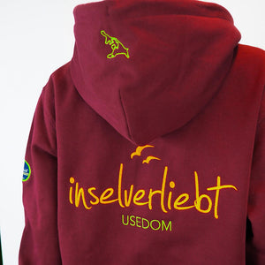 inselverliebt Neon Sweatjacke - weinrot